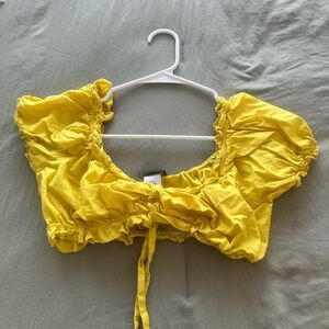 Yellow Ruched Crop Top